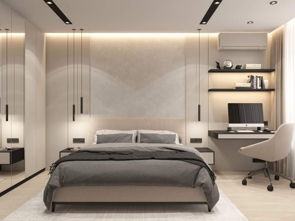 contemporary bedroom panorama