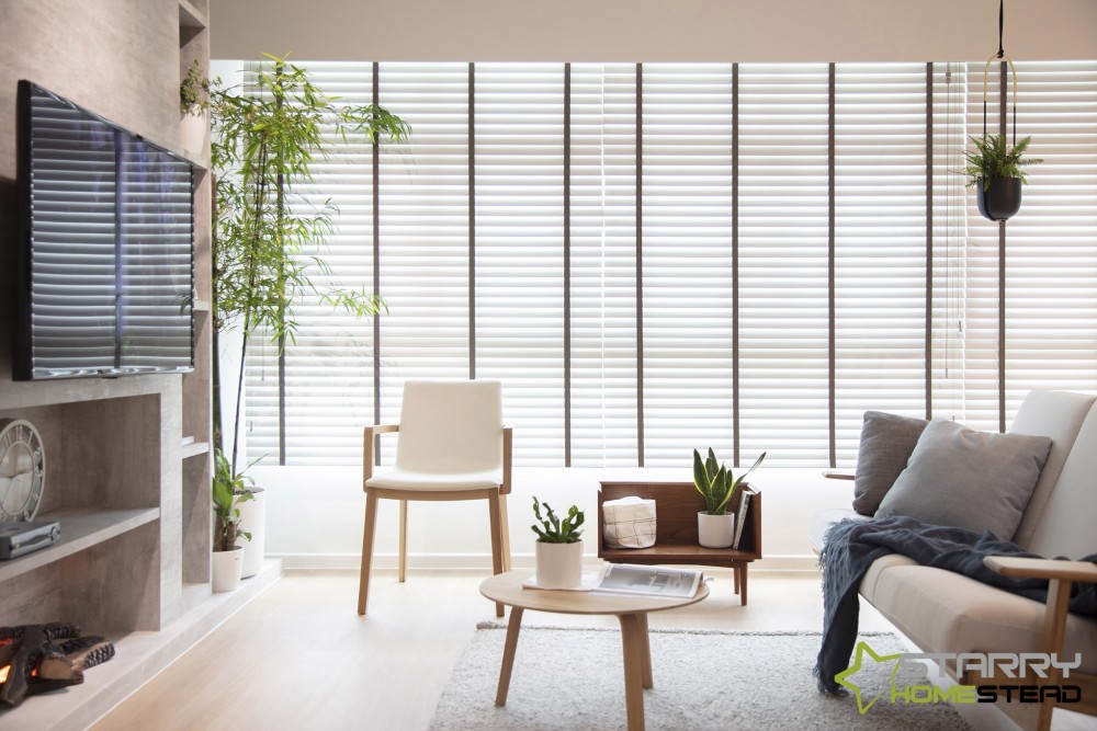 country living room with tv console and sofa