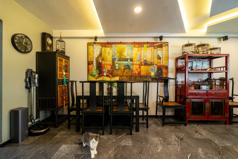 vintage dining room with dining table and dining chairs