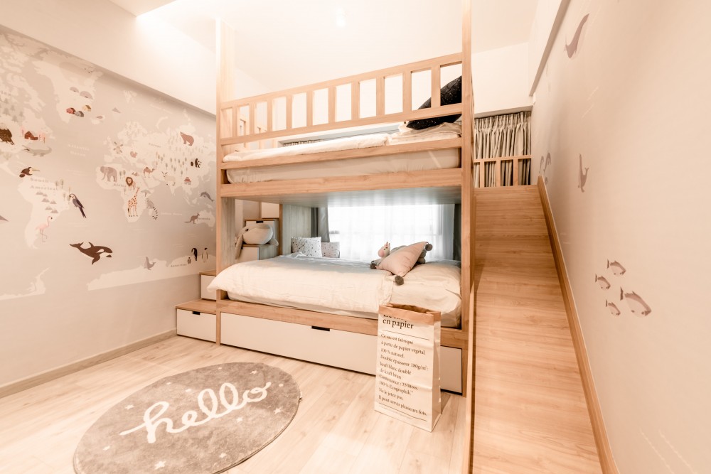 modern kids room with built in bed and children s storage