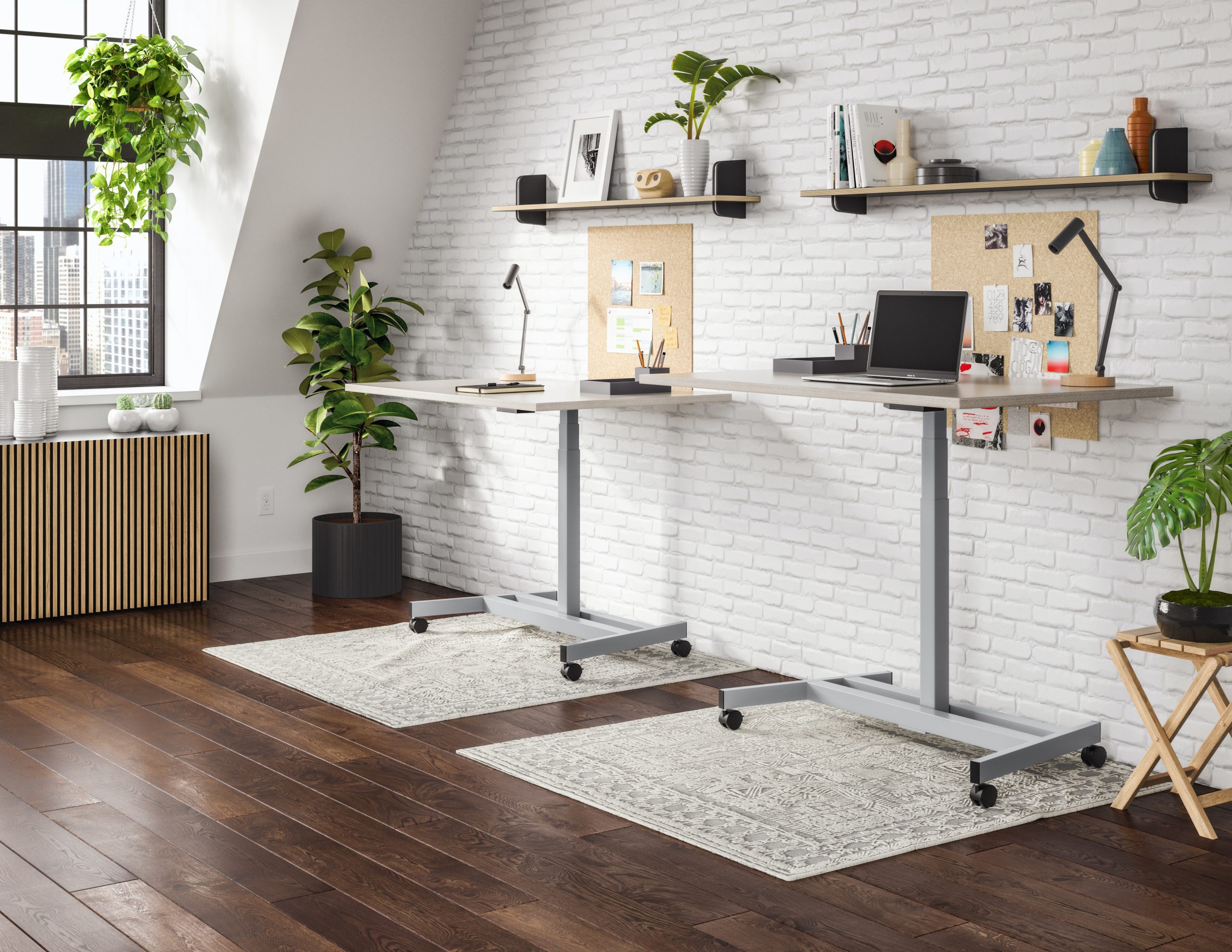 dual adjustable desks