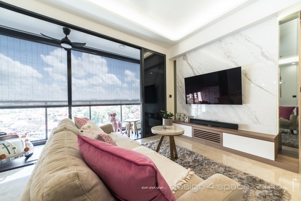 modern living room with tv console and feature wall 4