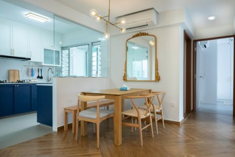 modern dining room with chandelier and dining table 3