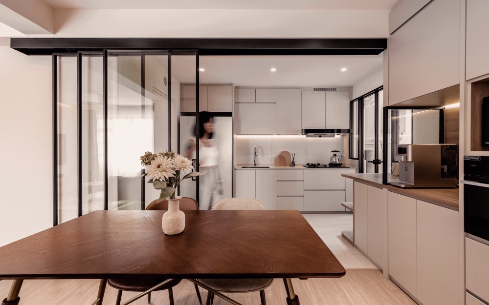 minimalist kitchen with open kitchen and kitchen cabinets
