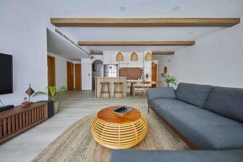 country living room with kitchen island and open kitchen