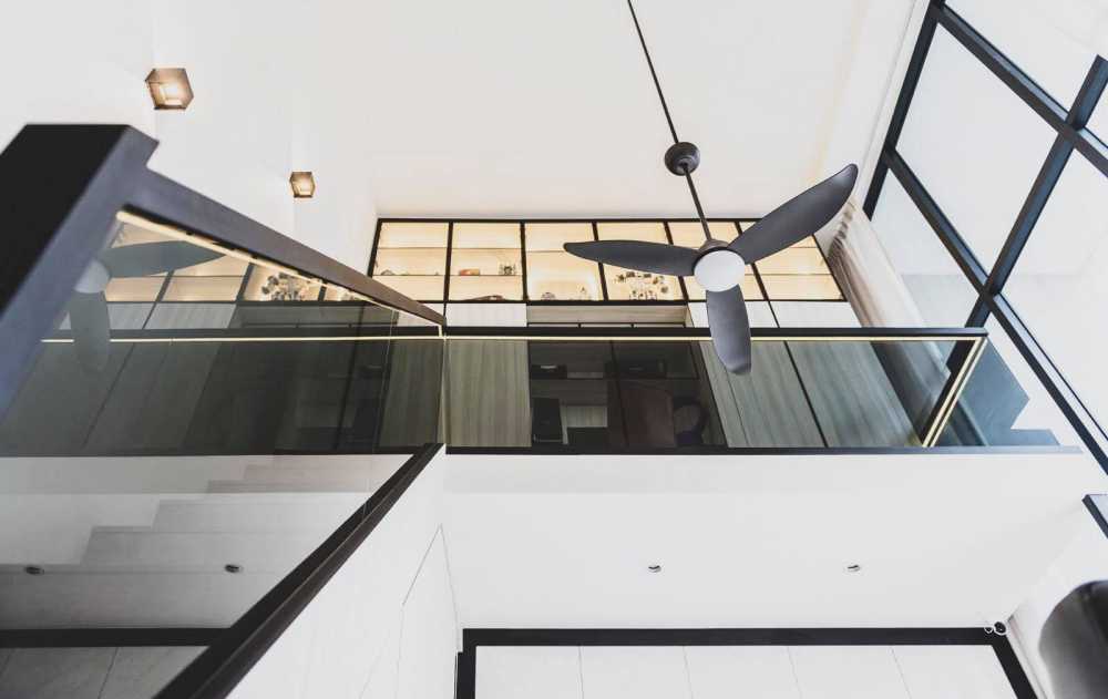 modern mezzanine with loft and bedside table 2