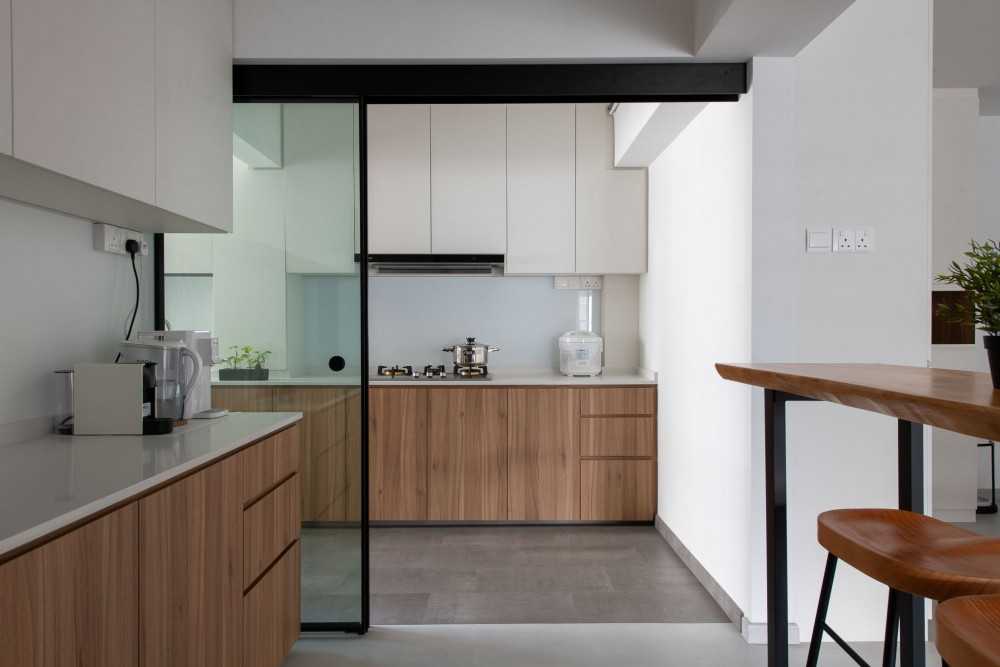 scandinavian kitchen with kitchen island and breakfast counter