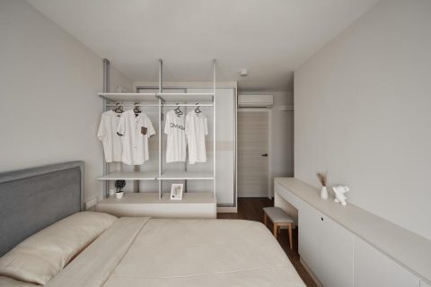 modern bedroom with wardrobe and sliding wardrobe