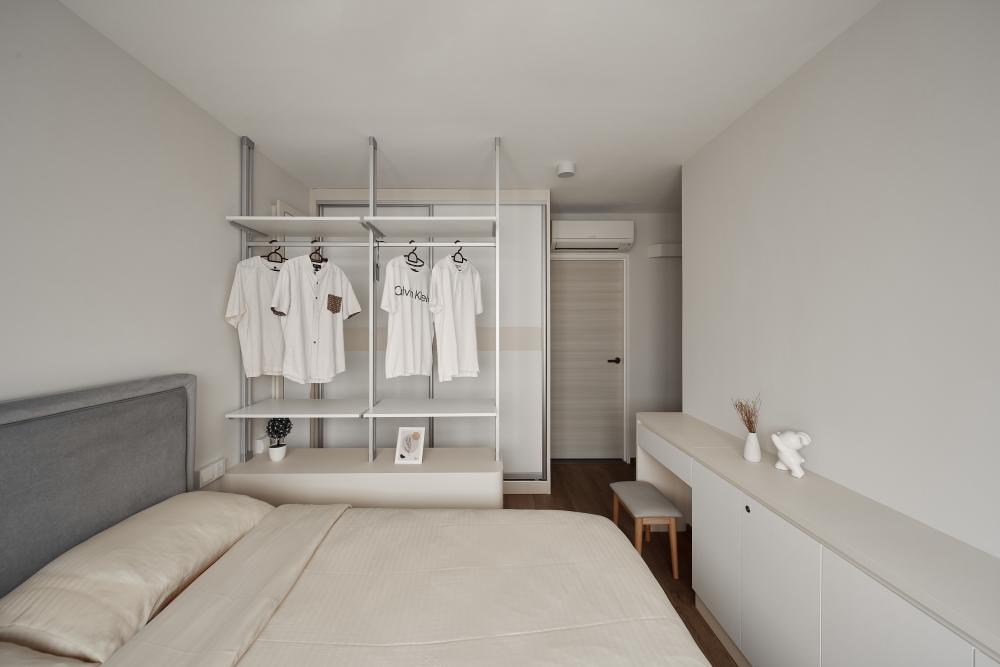 modern bedroom with wardrobe and sliding wardrobe