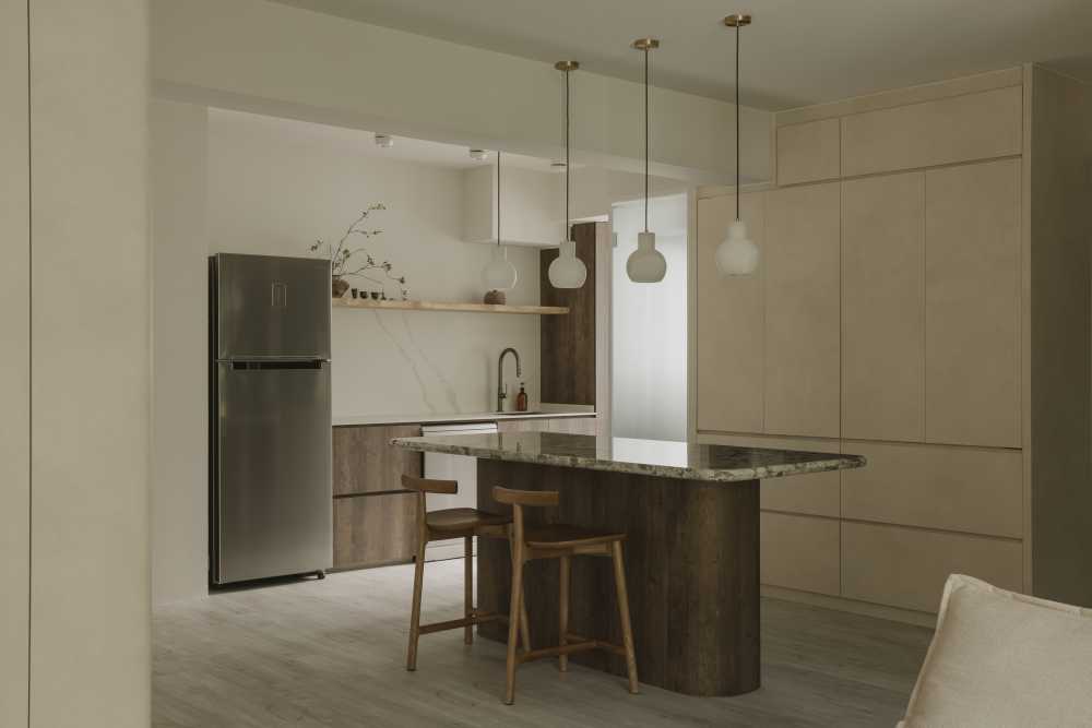 minimalist dining room with dining table and dining chairs