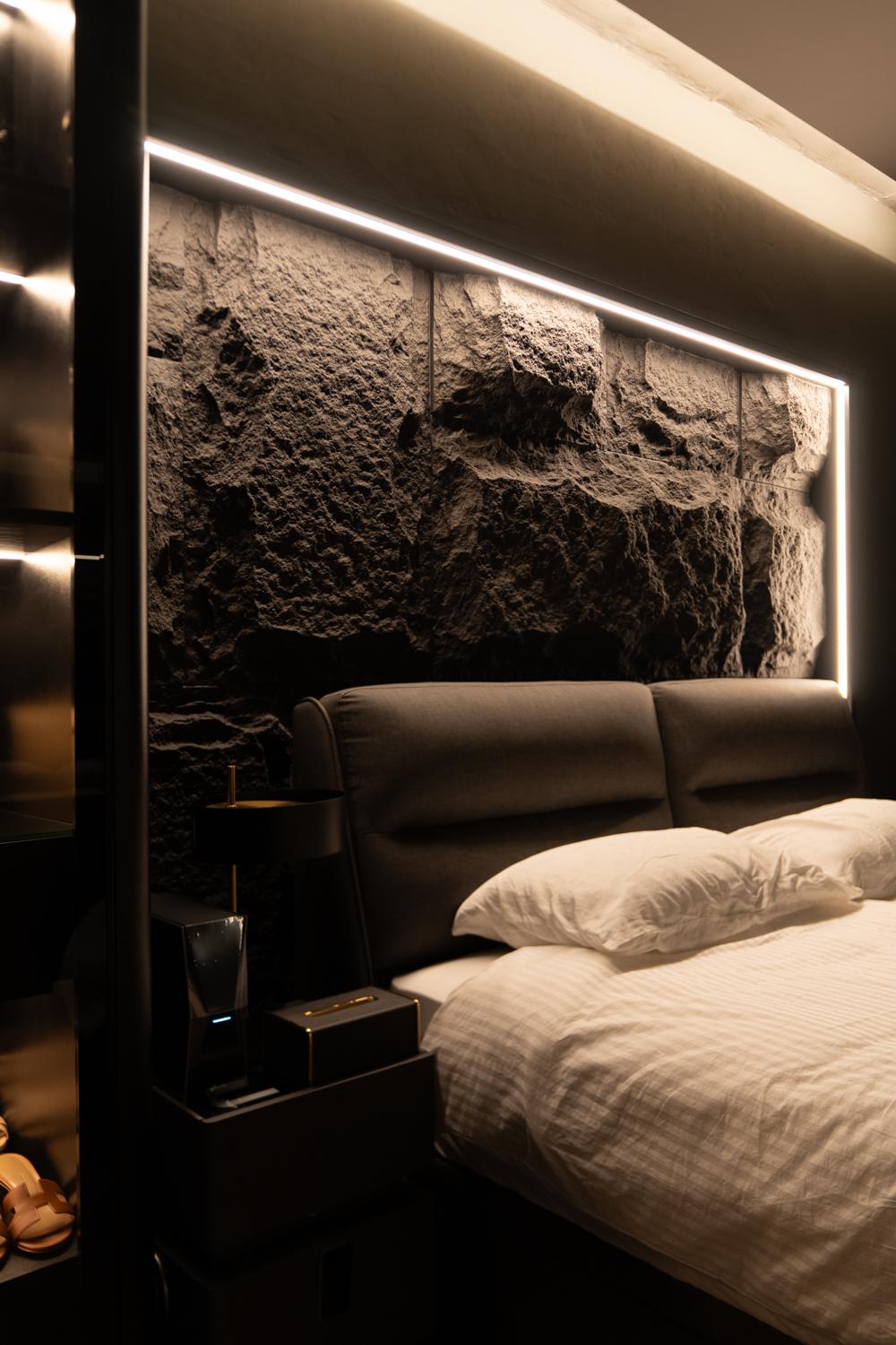 modern bedroom with wardrobe and built in bed