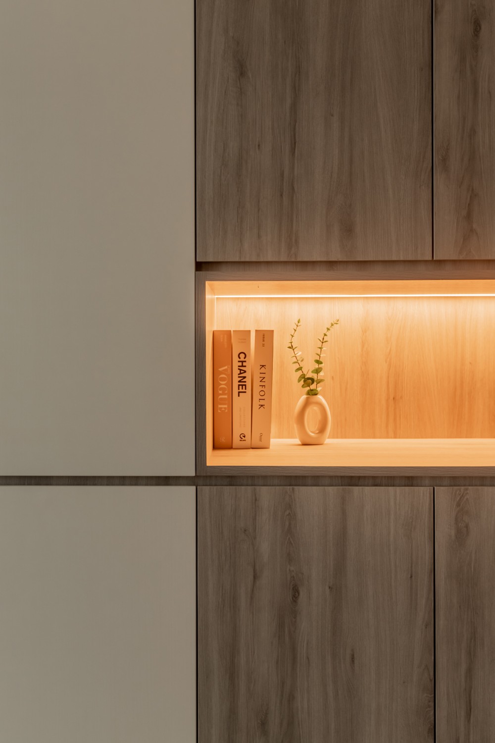 modern entryway with shoe rack and storage cabinets