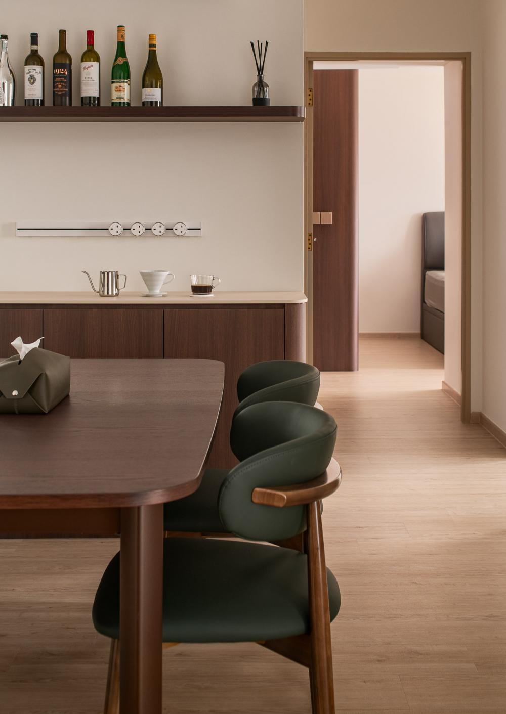 modern kitchen with countertop and vinyl flooring