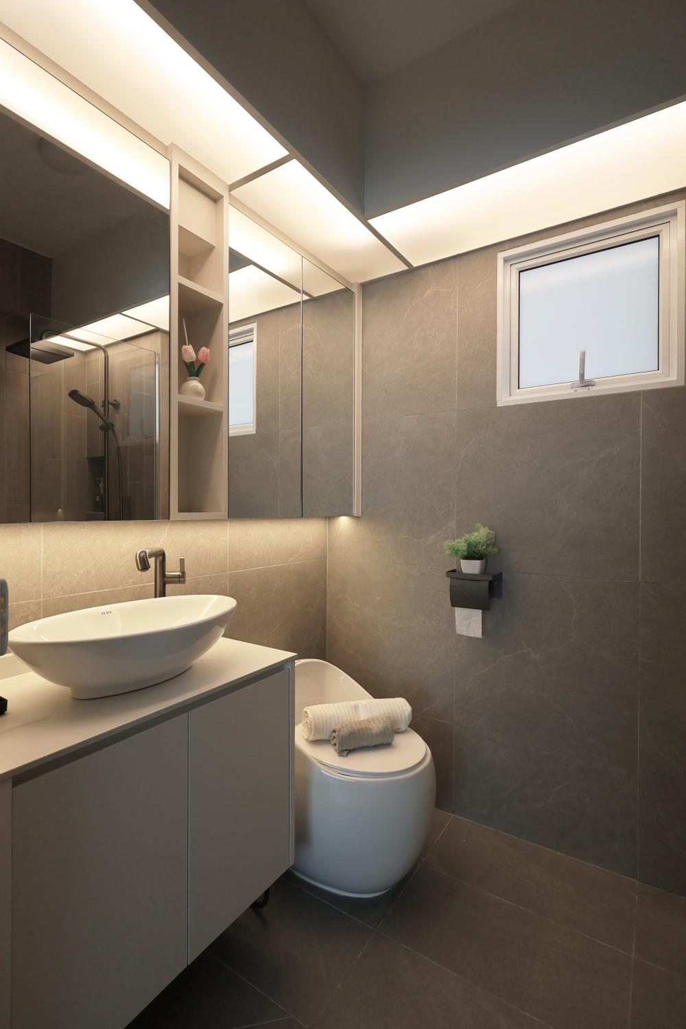minimalist bathroom with bathroom storage and bathroom accessories