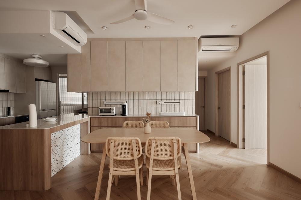 modern dining room with dining table and dining chairs