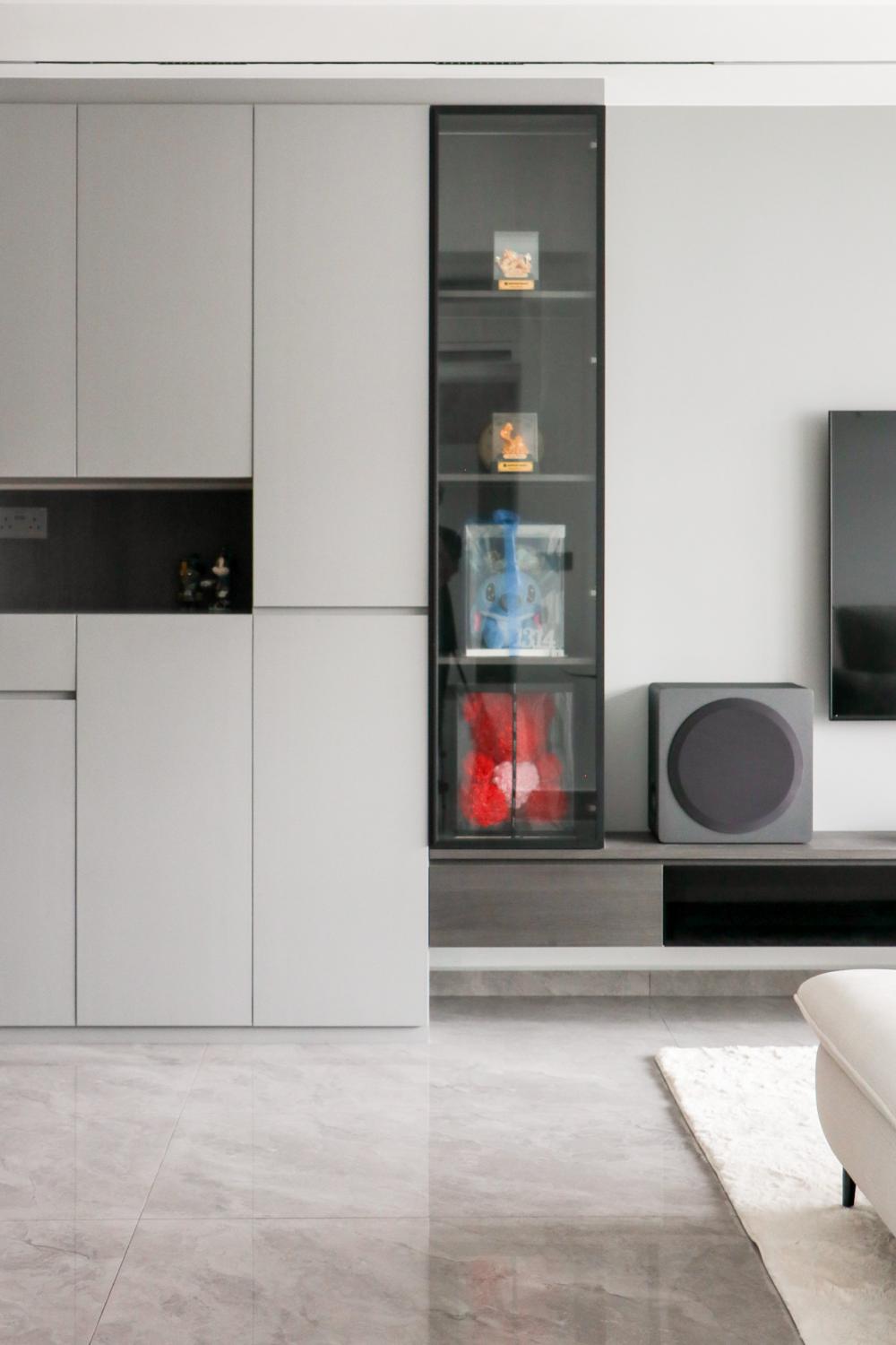 modern living room with feature wall and bay window 2