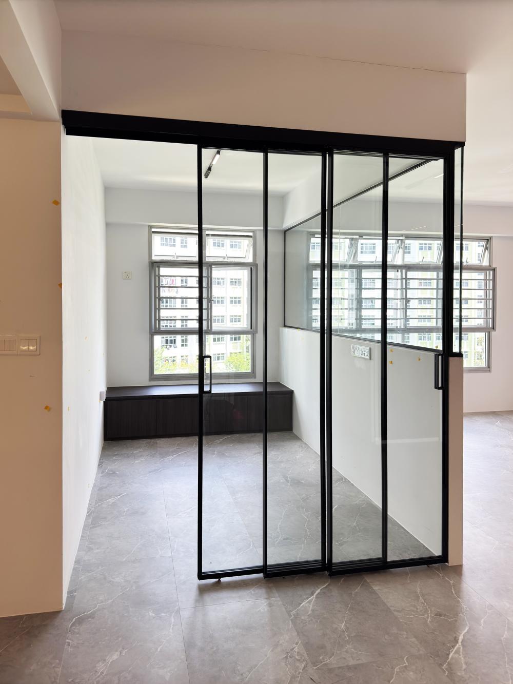 modern living room with marble floor and flooring