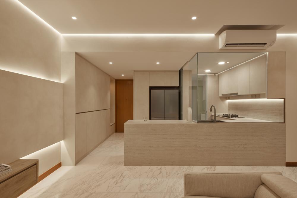 contemporary kitchen with countertop and kitchen island 2