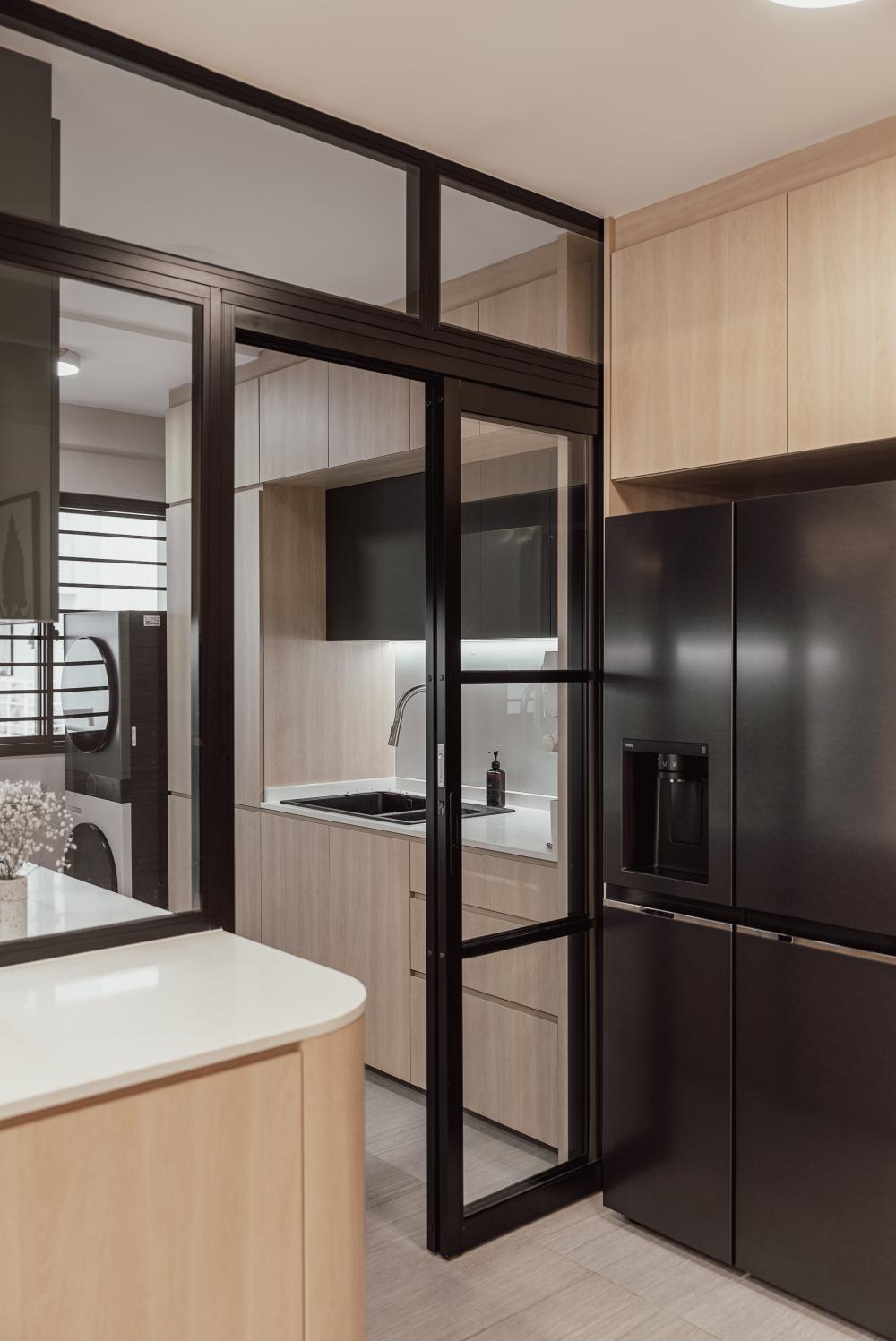 scandinavian kitchen with kitchen island and breakfast counter