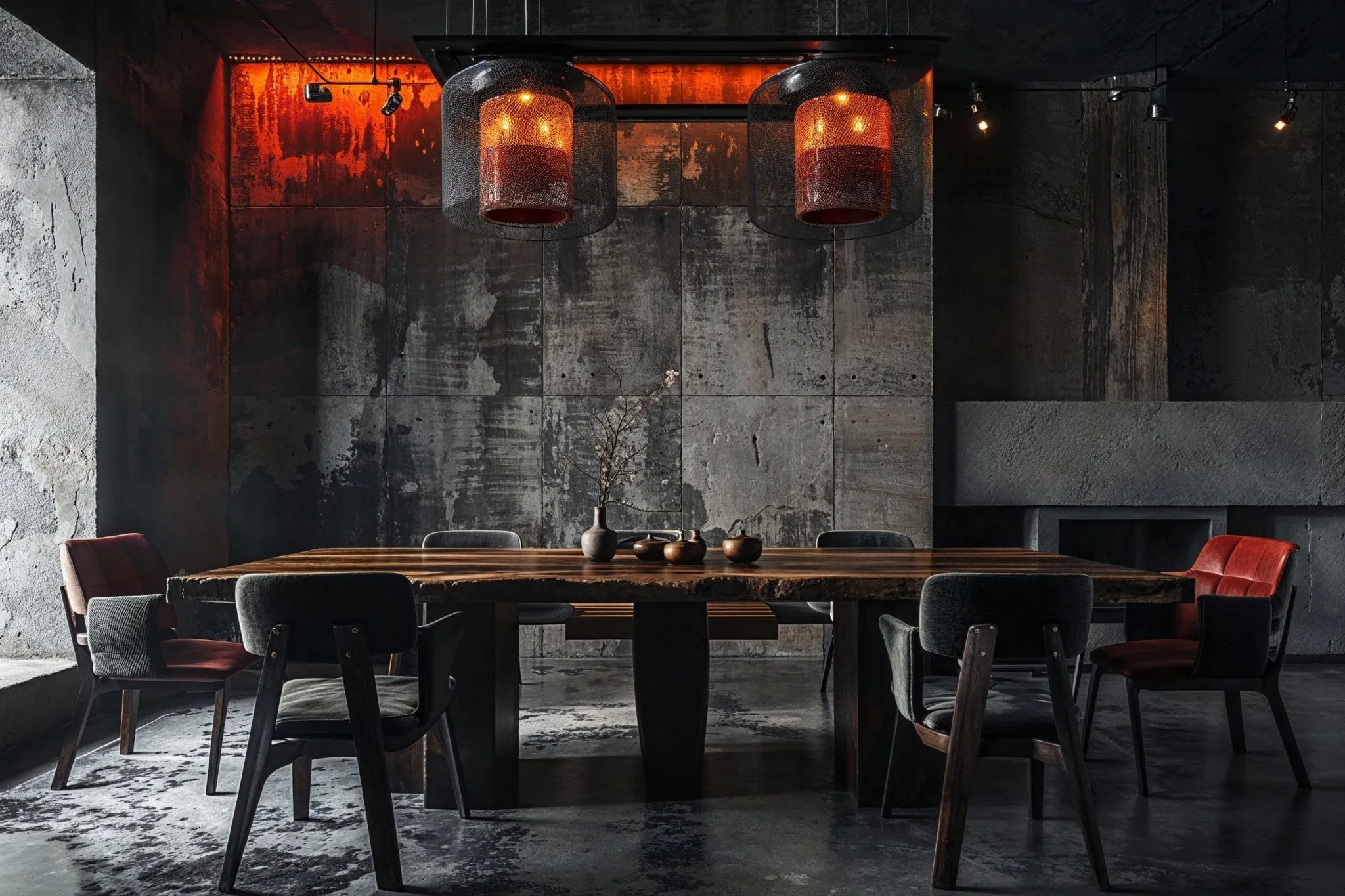 brutalist dining area
