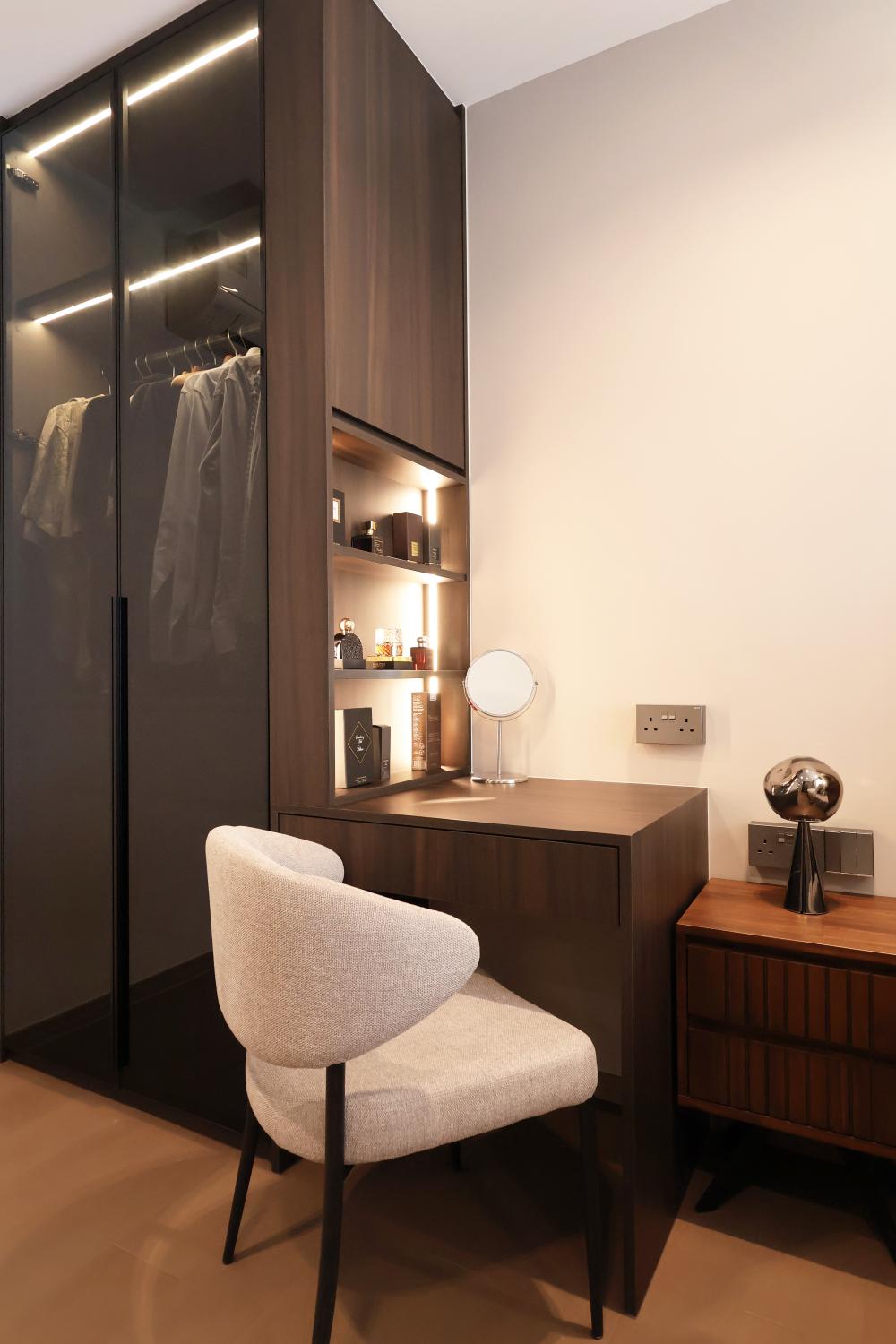 modern bedroom with wardrobe and bedroom dresser